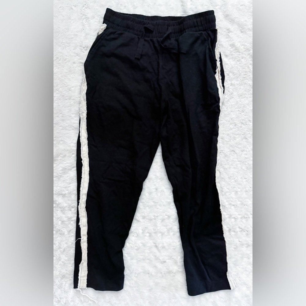 SHELBE SHOP Cotton Frayed Side Stripe Pull On Pant